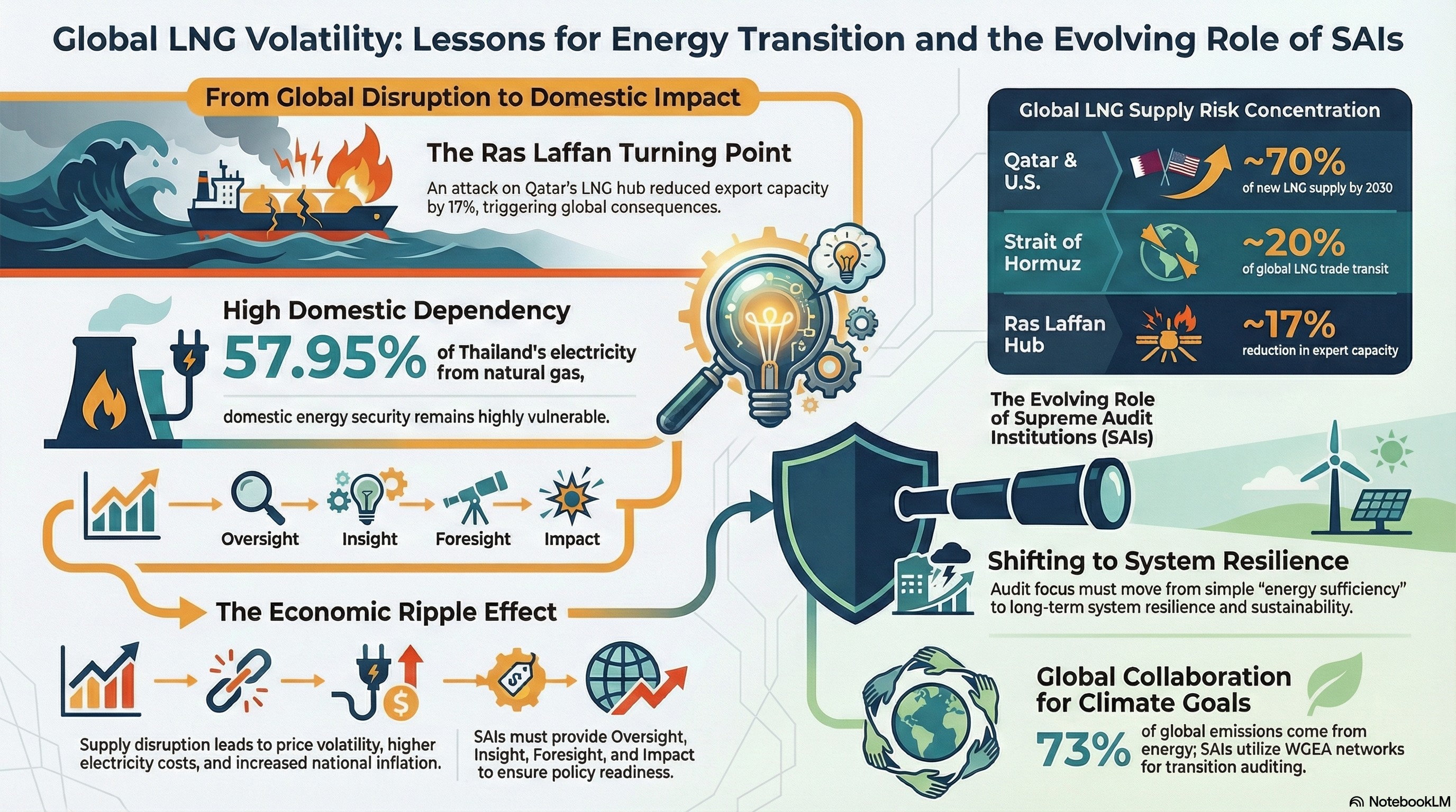 บทความ เรื่อง LNG โลกผันผวน: บทเรียนต่อการเปลี่ยนผ่านพลังงานและบทบาทขององค์กรตรวจเงินแผ่นดิน