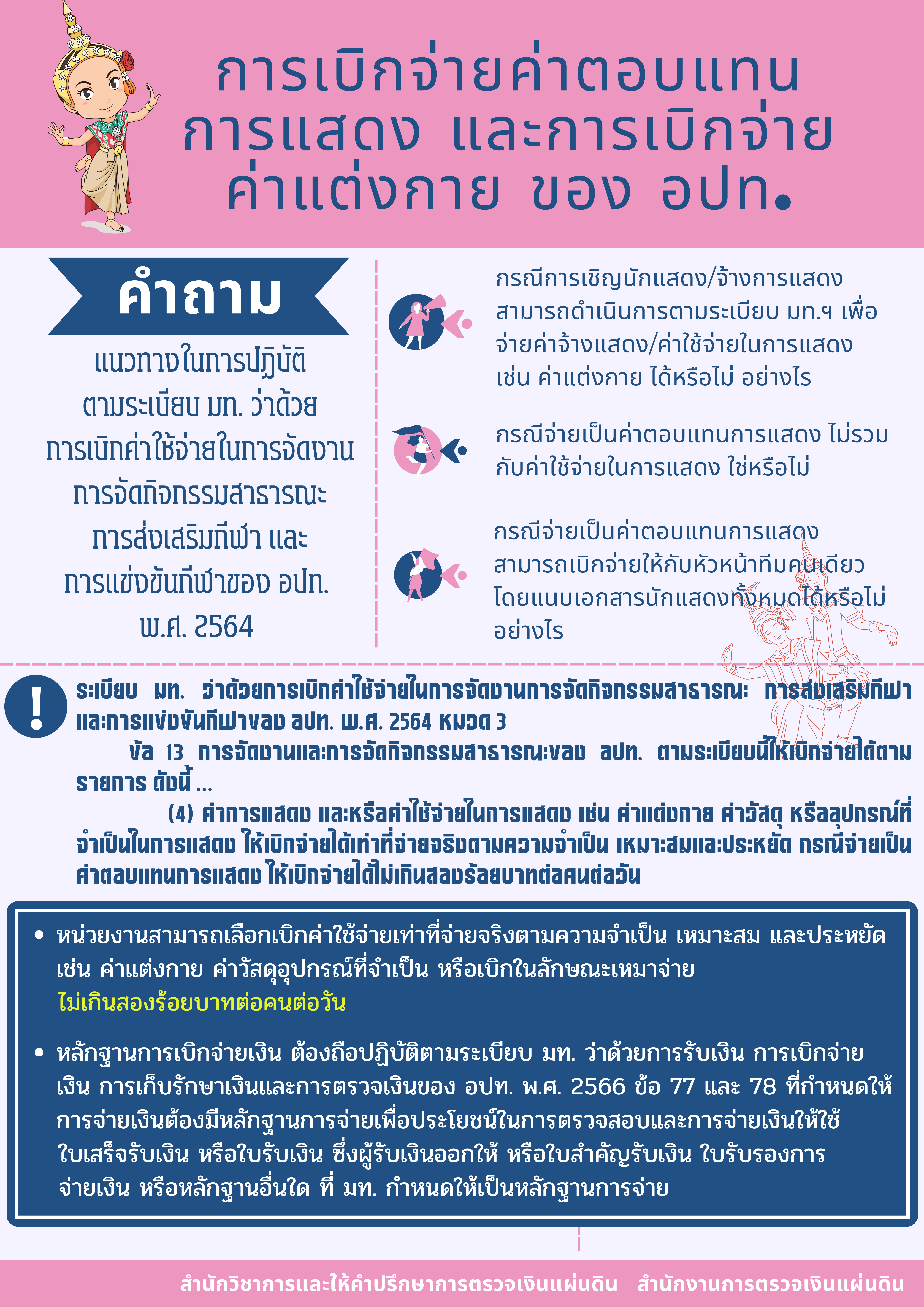 การเบิกจ่ายค่าตอบแทนการแสดงและการเบิกจ่ายค่าแต่งกายของ อปท.