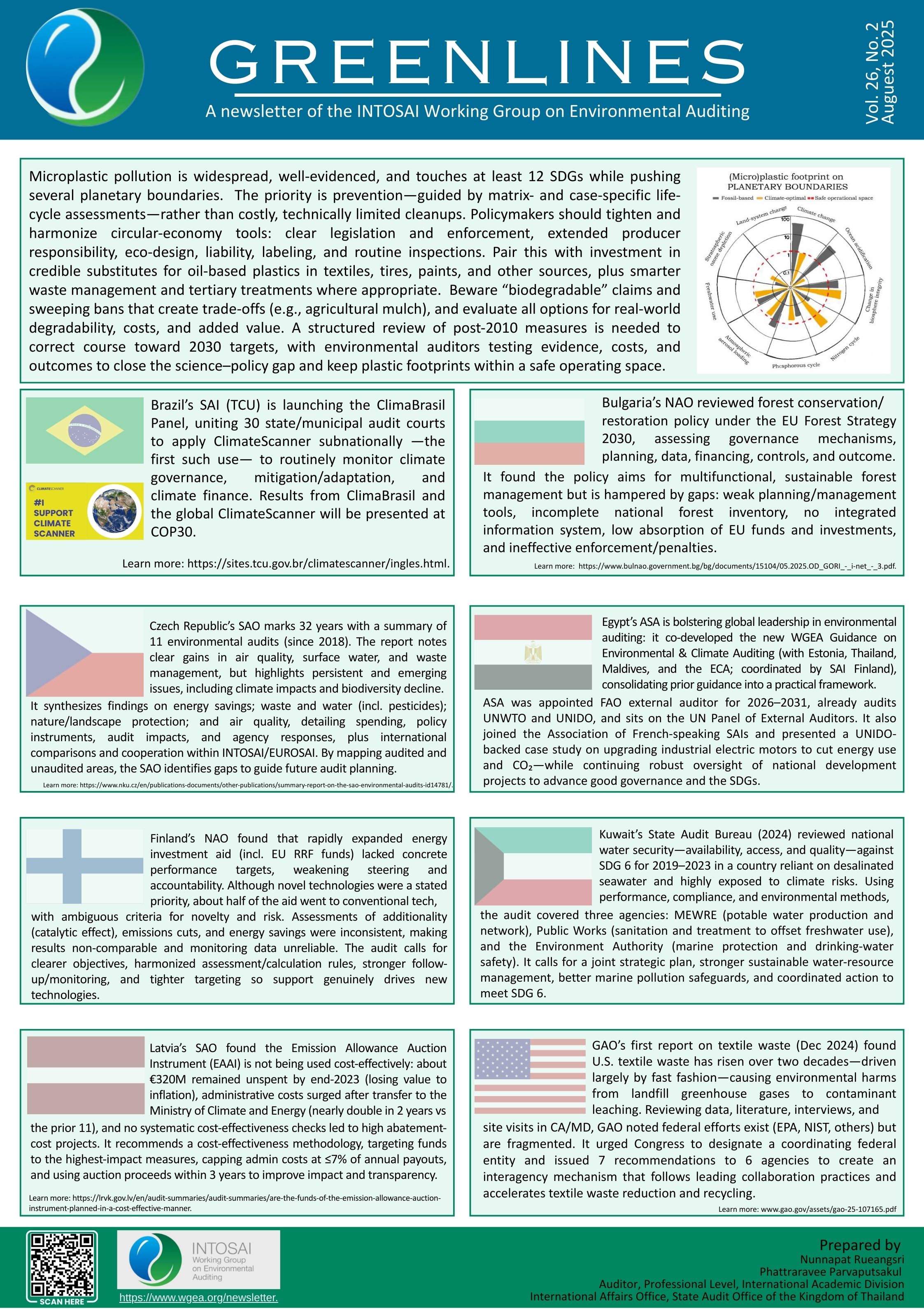Greenline A newsletter of the INTOSAI Working Group on Environmental Auditing