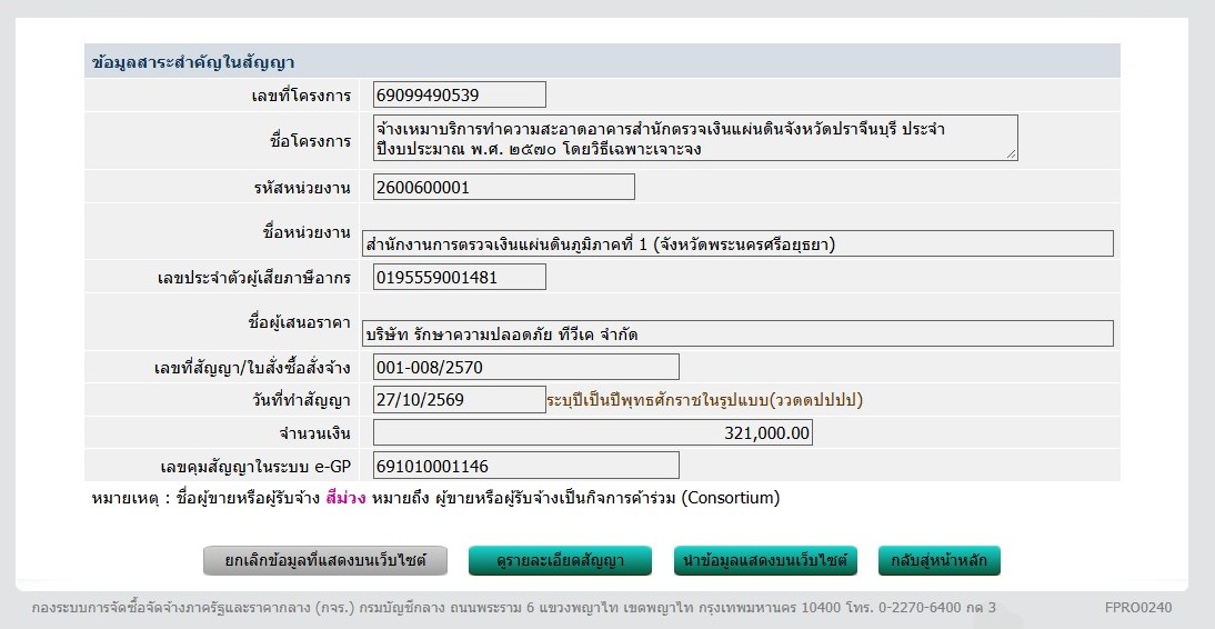 ข้อมูลสาระสำคัญในสัญญา
