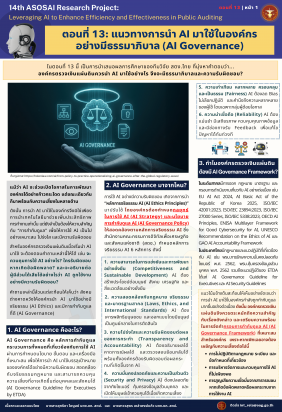 14th ASOSAI Research Project ตอนที่ ๑๓: แนวทางการนำ AI มาใช้ในองค์กรอย่างมีธรรมาภิบาล (AI Governance)