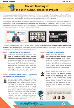 ภาพข่าวการประชุมครั้งที่ 4 ของโครงการวิจัย ASOSAI ครั้งที่ 14 ภายใต้ชื่อ IAO Connect Vol. 12